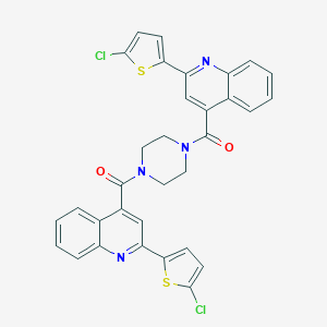 molecular formula C32H22Cl2N4O2S2 B452373 2-(5-Chloro-2-thienyl)-4-[(4-{[2-(5-chloro-2-thienyl)-4-quinolinyl]carbonyl}-1-piperazinyl)carbonyl]quinoline 
