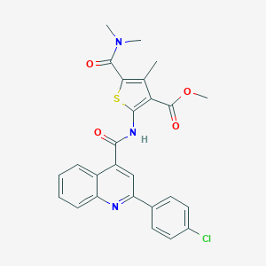 molecular formula C26H22ClN3O4S B452374 Methyl 2-({[2-(4-chlorophenyl)-4-quinolinyl]carbonyl}amino)-5-[(dimethylamino)carbonyl]-4-methyl-3-thiophenecarboxylate 