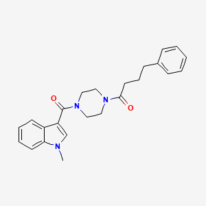 molecular formula C24H27N3O2 B4523804 1-{4-[(1-methyl-1H-indol-3-yl)carbonyl]piperazin-1-yl}-4-phenylbutan-1-one 