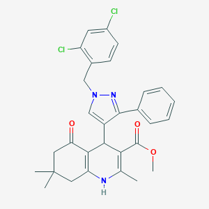 methyl 4-[1-(2,4-dichlorobenzyl)-3-phenyl-1H-pyrazol-4-yl]-2,7,7-trimethyl-5-oxo-1,4,5,6,7,8-hexahydro-3-quinolinecarboxylate