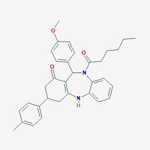 10-hexanoyl-11-(4-methoxyphenyl)-3-(4-methylphenyl)-2,3,4,5,10,11-hexahydro-1H-dibenzo[b,e][1,4]diazepin-1-one