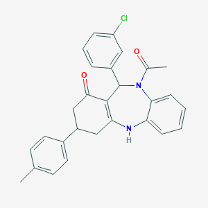 10-acetyl-11-(3-chlorophenyl)-3-(4-methylphenyl)-2,3,4,5,10,11-hexahydro-1H-dibenzo[b,e][1,4]diazepin-1-one