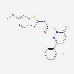 molecular formula C20H15FN4O3S B4523915 2-[3-(2-fluorophenyl)-6-oxopyridazin-1(6H)-yl]-N-[(2Z)-6-methoxy-1,3-benzothiazol-2(3H)-ylidene]acetamide 