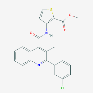 molecular formula C23H17ClN2O3S B452393 Methyl 3-({[2-(3-chlorophenyl)-3-methyl-4-quinolinyl]carbonyl}amino)-2-thiophenecarboxylate 