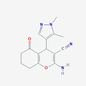 molecular formula C15H16N4O2 B452394 2-amino-4-(1,5-dimethyl-1H-pyrazol-4-yl)-5-oxo-5,6,7,8-tetrahydro-4H-chromene-3-carbonitrile 