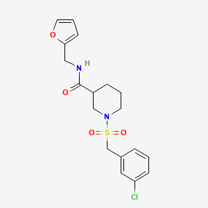 molecular formula C18H21ClN2O4S B4523976 1-[(3-chlorobenzyl)sulfonyl]-N-(2-furylmethyl)-3-piperidinecarboxamide 