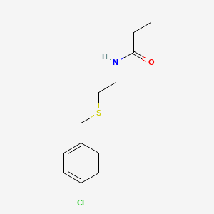 molecular formula C12H16ClNOS B4523987 N-{2-[(4-chlorobenzyl)thio]ethyl}propanamide 