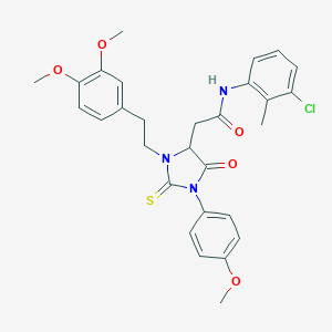 molecular formula C29H30ClN3O5S B452401 N-(3-chloro-2-methylphenyl)-2-[3-[2-(3,4-dimethoxyphenyl)ethyl]-1-(4-methoxyphenyl)-5-oxo-2-thioxo-4-imidazolidinyl]acetamide 