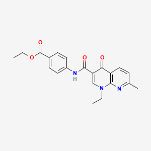 molecular formula C21H21N3O4 B4524010 ethyl 4-{[(1-ethyl-7-methyl-4-oxo-1,4-dihydro-1,8-naphthyridin-3-yl)carbonyl]amino}benzoate 