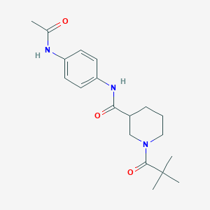 molecular formula C19H27N3O3 B4524015 N-[4-(acetylamino)phenyl]-1-(2,2-dimethylpropanoyl)piperidine-3-carboxamide 