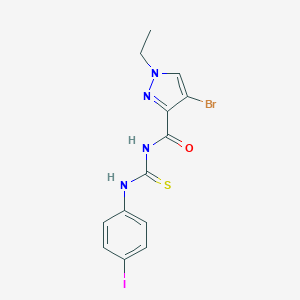 molecular formula C13H12BrIN4OS B452405 4-bromo-1-ethyl-N-[(4-iodophenyl)carbamothioyl]-1H-pyrazole-3-carboxamide 