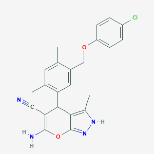 6-Amino-4-{5-[(4-chlorophenoxy)methyl]-2,4-dimethylphenyl}-3-methyl-1,4-dihydropyrano[2,3-c]pyrazole-5-carbonitrile