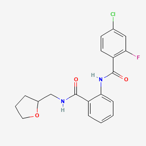 molecular formula C19H18ClFN2O3 B4524165 4-chloro-2-fluoro-N-[2-(oxolan-2-ylmethylcarbamoyl)phenyl]benzamide 