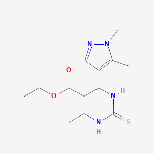 molecular formula C13H18N4O2S B452422 ethyl 4-(1,5-dimethyl-1H-pyrazol-4-yl)-6-methyl-2-thioxo-1,2,3,4-tetrahydro-5-pyrimidinecarboxylate 