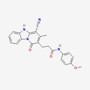 molecular formula C23H20N4O3 B4524275 3-(4-CYANO-3-METHYL-1-OXO-1,5-DIHYDROPYRIDO[1,2-A][1,3]BENZIMIDAZOL-2-YL)-N~1~-(4-METHOXYPHENYL)PROPANAMIDE 