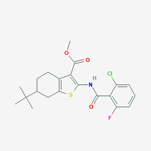 molecular formula C21H23ClFNO3S B452430 Methyl 6-tert-butyl-2-[(2-chloro-6-fluorobenzoyl)amino]-4,5,6,7-tetrahydro-1-benzothiophene-3-carboxylate 