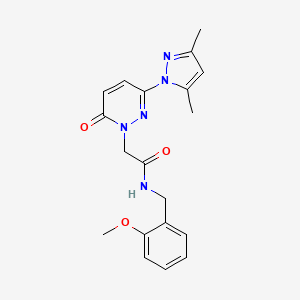 molecular formula C19H21N5O3 B4524353 2-(3-(3,5-dimethyl-1H-pyrazol-1-yl)-6-oxopyridazin-1(6H)-yl)-N-(2-methoxybenzyl)acetamide 