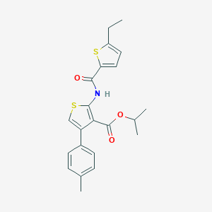 molecular formula C22H23NO3S2 B452437 Isopropyl 2-{[(5-ethyl-2-thienyl)carbonyl]amino}-4-(4-methylphenyl)-3-thiophenecarboxylate 