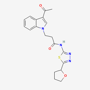 3-(3-acetyl-1H-indol-1-yl)-N-[(2Z)-5-(tetrahydrofuran-2-yl)-1,3,4-thiadiazol-2(3H)-ylidene]propanamide