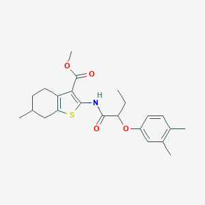 molecular formula C23H29NO4S B452447 Methyl 2-{[2-(3,4-dimethylphenoxy)butanoyl]amino}-6-methyl-4,5,6,7-tetrahydro-1-benzothiophene-3-carboxylate 