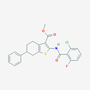 molecular formula C23H19ClFNO3S B452449 Methyl 2-[(2-chloro-6-fluorobenzoyl)amino]-6-phenyl-4,5,6,7-tetrahydro-1-benzothiophene-3-carboxylate 