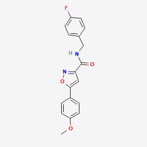 molecular formula C18H15FN2O3 B4524499 N-[(4-fluorophenyl)methyl]-5-(4-methoxyphenyl)-1,2-oxazole-3-carboxamide 