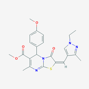 methyl (2E)-2-[(1-ethyl-3-methylpyrazol-4-yl)methylidene]-5-(4-methoxyphenyl)-7-methyl-3-oxo-5H-[1,3]thiazolo[3,2-a]pyrimidine-6-carboxylate