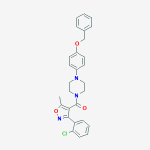 Benzyl 4-(4-{[3-(2-chlorophenyl)-5-methyl-4-isoxazolyl]carbonyl}-1-piperazinyl)phenyl ether