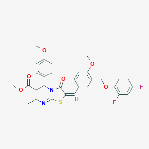 molecular formula C31H26F2N2O6S B452460 methyl 2-{3-[(2,4-difluorophenoxy)methyl]-4-methoxybenzylidene}-5-(4-methoxyphenyl)-7-methyl-3-oxo-2,3-dihydro-5H-[1,3]thiazolo[3,2-a]pyrimidine-6-carboxylate 