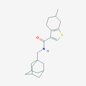 molecular formula C21H29NOS B452465 N-(1-adamantylmethyl)-6-methyl-4,5,6,7-tetrahydro-1-benzothiophene-3-carboxamide 