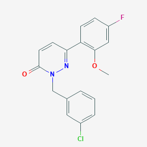 molecular formula C18H14ClFN2O2 B4524654 2-(3-chlorobenzyl)-6-(4-fluoro-2-methoxyphenyl)pyridazin-3(2H)-one 