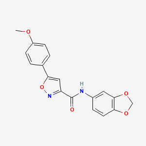 molecular formula C18H14N2O5 B4524658 N-(1,3-benzodioxol-5-yl)-5-(4-methoxyphenyl)-1,2-oxazole-3-carboxamide 