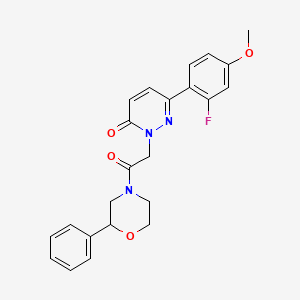 molecular formula C23H22FN3O4 B4524737 6-(2-fluoro-4-methoxyphenyl)-2-[2-oxo-2-(2-phenylmorpholin-4-yl)ethyl]pyridazin-3(2H)-one 