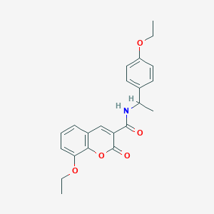 molecular formula C22H23NO5 B452485 8-ethoxy-N-[1-(4-ethoxyphenyl)ethyl]-2-oxo-2H-chromene-3-carboxamide 