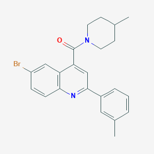 molecular formula C23H23BrN2O B452494 [6-Bromo-2-(3-methylphenyl)-4-quinolyl](4-methylpiperidino)methanone 