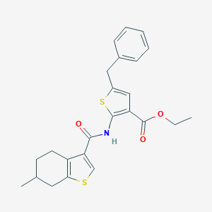 ETHYL 5-BENZYL-2-(6-METHYL-4,5,6,7-TETRAHYDRO-1-BENZOTHIOPHENE-3-AMIDO)THIOPHENE-3-CARBOXYLATE