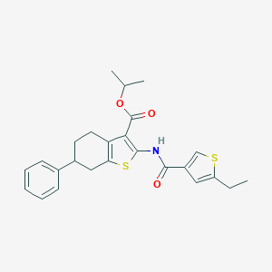 molecular formula C25H27NO3S2 B452499 Isopropyl 2-{[(5-ethyl-3-thienyl)carbonyl]amino}-6-phenyl-4,5,6,7-tetrahydro-1-benzothiophene-3-carboxylate 