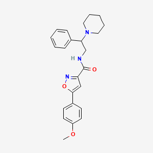 molecular formula C24H27N3O3 B4524994 5-(4-methoxyphenyl)-N-[2-phenyl-2-(piperidin-1-yl)ethyl]-1,2-oxazole-3-carboxamide 