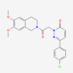 molecular formula C23H22ClN3O4 B4525002 6-(4-chlorophenyl)-2-(2-(6,7-dimethoxy-3,4-dihydroisoquinolin-2(1H)-yl)-2-oxoethyl)pyridazin-3(2H)-one 