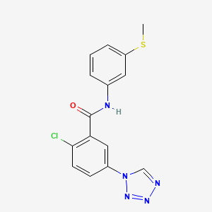 molecular formula C15H12ClN5OS B4525004 2-chloro-N-[3-(methylsulfanyl)phenyl]-5-(1H-tetrazol-1-yl)benzamide 