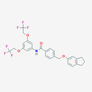 molecular formula C27H23F6NO4 B452503 N-[3,5-bis(2,2,2-trifluoroethoxy)phenyl]-4-[(2,3-dihydro-1H-inden-5-yloxy)methyl]benzamide 