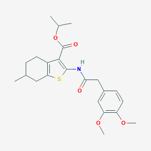 molecular formula C23H29NO5S B452504 Isopropyl 2-{[(3,4-dimethoxyphenyl)acetyl]amino}-6-methyl-4,5,6,7-tetrahydro-1-benzothiophene-3-carboxylate 