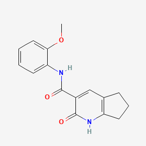 molecular formula C16H16N2O3 B4525043 N-(2-methoxyphenyl)-2-oxo-2,5,6,7-tetrahydro-1H-cyclopenta[b]pyridine-3-carboxamide 