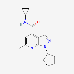 molecular formula C16H20N4O B4525057 1-cyclopentyl-N-cyclopropyl-6-methyl-1H-pyrazolo[3,4-b]pyridine-4-carboxamide 