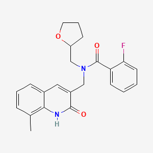 molecular formula C23H23FN2O3 B4525059 2-fluoro-N-[(2-hydroxy-8-methyl-3-quinolinyl)methyl]-N-(tetrahydro-2-furanylmethyl)benzamide 