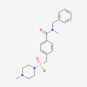 molecular formula C21H27N3O3S B4525129 N-benzyl-N-methyl-4-{[(4-methyl-1-piperazinyl)sulfonyl]methyl}benzamide 