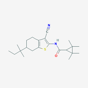 molecular formula C22H32N2OS B452516 N-(3-cyano-6-tert-pentyl-4,5,6,7-tetrahydro-1-benzothien-2-yl)-2,2,3,3-tetramethylcyclopropanecarboxamide 