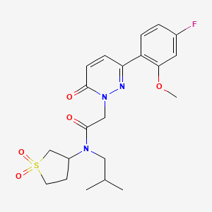 molecular formula C21H26FN3O5S B4525171 N-(1,1-dioxidotetrahydrothiophen-3-yl)-2-[3-(4-fluoro-2-methoxyphenyl)-6-oxopyridazin-1(6H)-yl]-N-(2-methylpropyl)acetamide 