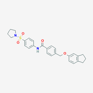 4-[(2,3-dihydro-1H-inden-5-yloxy)methyl]-N-[4-(pyrrolidin-1-ylsulfonyl)phenyl]benzamide