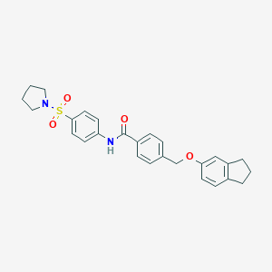 molecular formula C27H28N2O4S B452518 4-[(2,3-DIHYDRO-1H-INDEN-5-YLOXY)METHYL]-N-[4-(PYRROLIDINE-1-SULFONYL)PHENYL]BENZAMIDE 